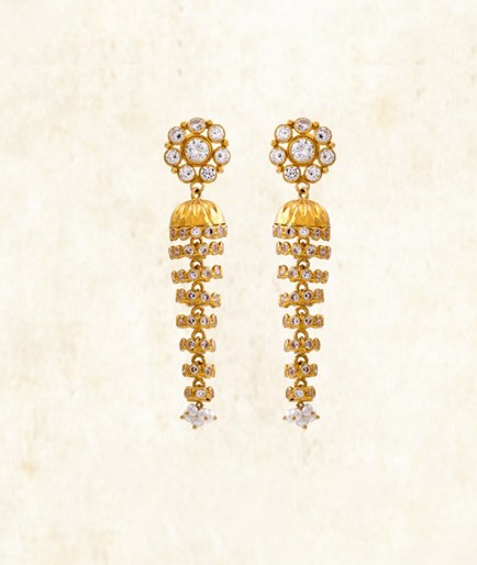 Jhumka Earrings Crafted Using Yellow Gold