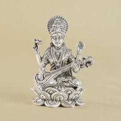 Saraswati Idol in Antique Silver workmanship