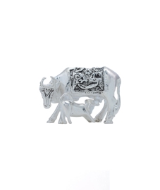 Cow and Calf in Silver Antique
