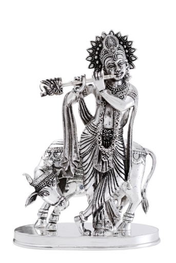Lord Krishna and Holy Cow crafted using Silver