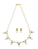 Green Czs Pearls Necklace and Earstuds