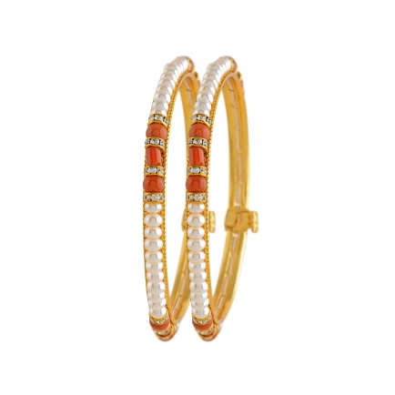 Fresh Water Pearl  Design Gold plated alloy bangle