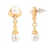 Button and Drop Pearl Earrings in yellow gold Polish