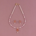 Pearls Red Color czs Necklace and Earrings