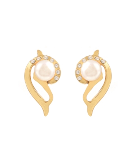 Pearls Ear studs crafted in alloy & yellow gold polished