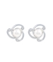 Pearls, CZ’s Ear studs crafted in alloy AND White gold polished