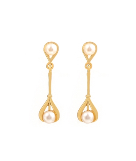 Pearls Earrings crafted in alloy and yellow gold polished