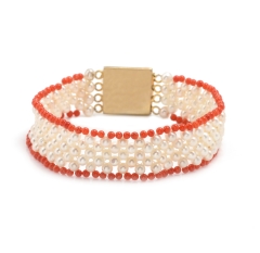 Pearls Coral Bracelet crafted in alloy and yellow gold polished