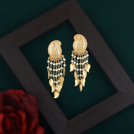 Mango design Hanging Pearl Earrings  With Gold Plating