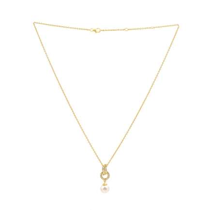 Pearls Necklace chain with Pendant in yellow gold polish