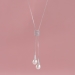 Silver Y shape Necklace with three pearl hangings JAFM0921