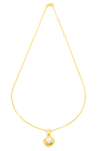 Silver chain in yellow gold polish with Pearl Pendent