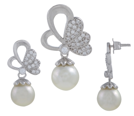 Fresh Water Round Pearl Pendants Set with Alloy metal JSTP0259