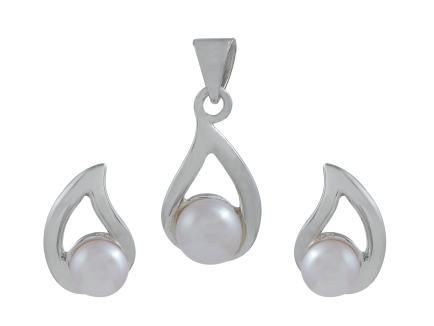Fresh Water Button Pearl Pendants Set with Alloy metal JPTP2453