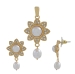 Fresh Water Button Ovel Pearl Pendants Set with Alloy metal JPTP1501