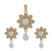Fresh Water Button Ovel Pearl Pendants Set with Alloy metal JPTP1501