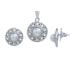 Fresh Water Button Pearl Pendants Set with Alloy metal JPTP2381