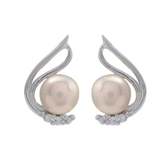 Fresh Water Button Pink Color Pearl Earrings