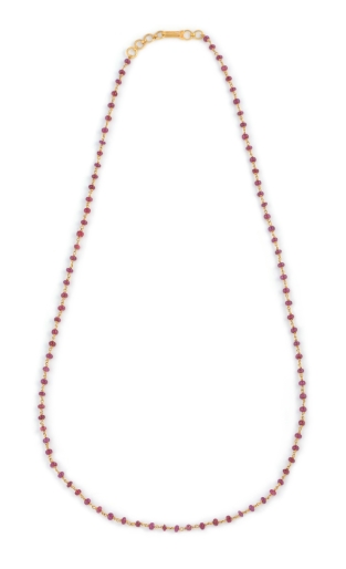 Ruby beads Neck chain in yellow gold