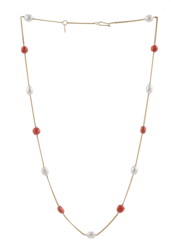 Traditional Pearl & Ruby Gold Necklace
