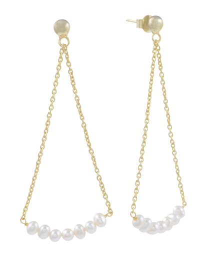 Pearls Dangler earrings tinted in gold polish