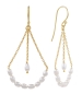 Triangle Pearls hanging Earrings tinted in yellow gold