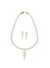 Pearls stringed Necklace set polished in yellow gold