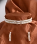 Twosome line Pearl necklace with hanging earrings