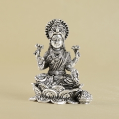 Lakshmi Idol in Antique Silver 3D workmanship
