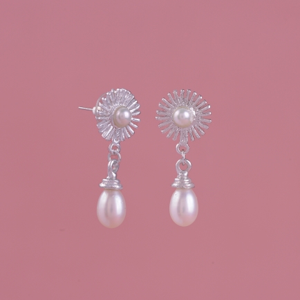 Pearl Sun Motif Danglers