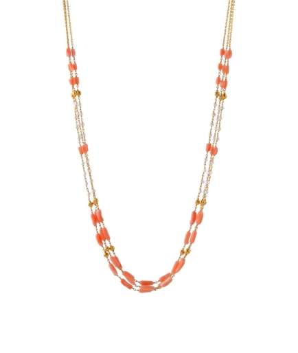 Gold Pearl Coral Beads Necklace