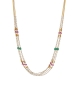 Emerald Ruby Beads Gold Chain Necklace