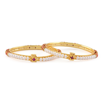 The bangles are studded with pretty white pearls-JB0698
