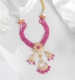 Gold Pearl Necklace with Pink Beads
