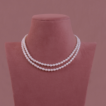 Classic Two line Pearl Necklace