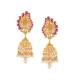 Gold Pearl Jhumka Earrings in Mango Pattern