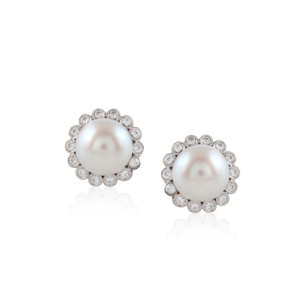 Classic Pearl Stud with CZ