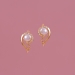 Shankh Motif Pearl Stud Earrings with Gold Polish