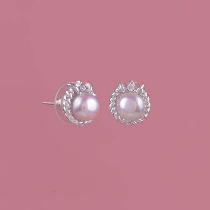 Silver Plated Earrings Studded with Round Pearl