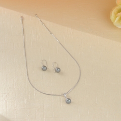 Silver Pearl Necklace with Earrings set