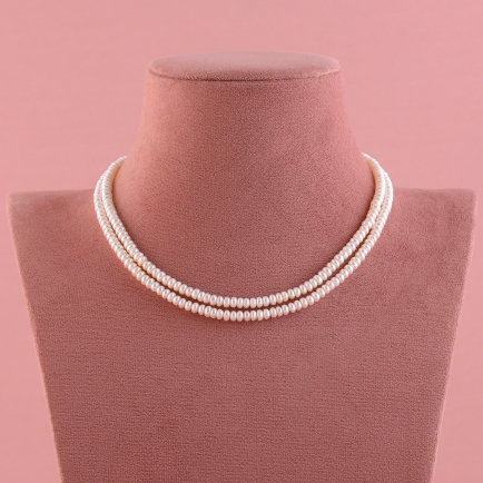 Two Line Flat Shape Pearl String