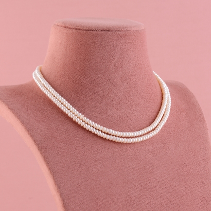 Two Line Flat Shape Pearl String