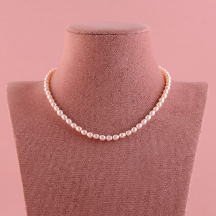 Pink & White Layered Pearl Necklace