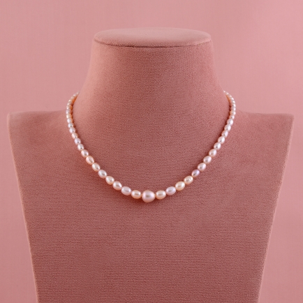 Multi-Color Freshwater Oval Shape Graded Pearl Necklace