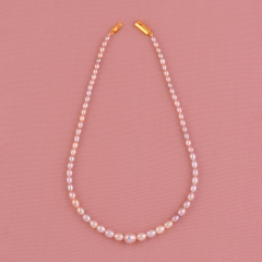 Multi-Color Freshwater Oval Shape Graded Pearl Necklace