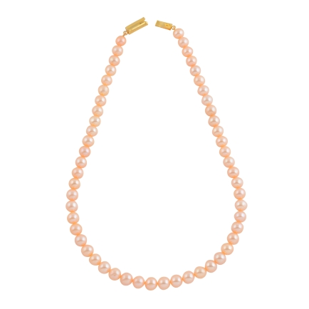 Classic Peach Color Pearl Necklace Set