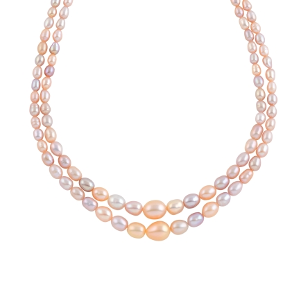 Double Line Multi Shade Pearl Necklace Set