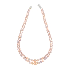 Double Line Multi Shade Pearl Necklace Set