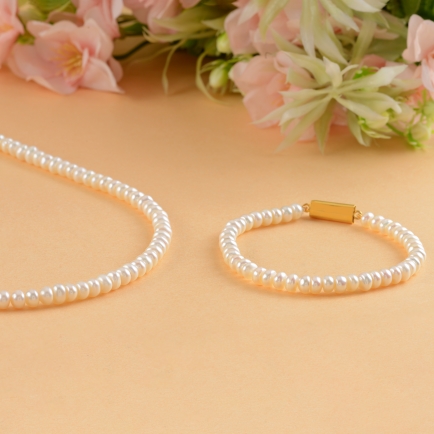 Single Line Pearl String and Bracelet