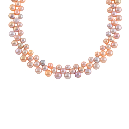 Multi Shade Pearl Necklace and Bracelet in Mesh Pattern